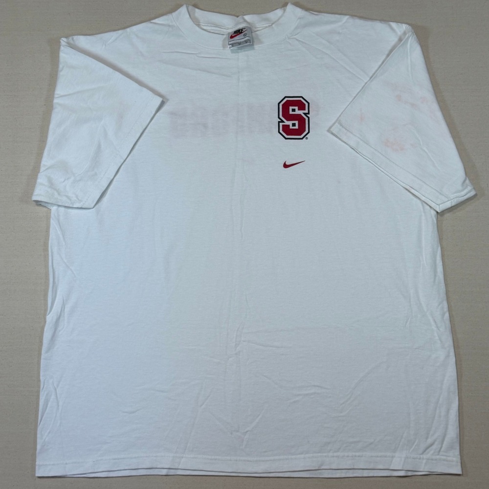 Vintage Nike Stanford University Cardinal T-Shirt Mens XL White NCAA Collegiate